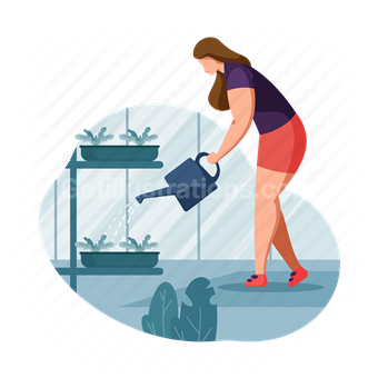 gardening, woman, plants, watering